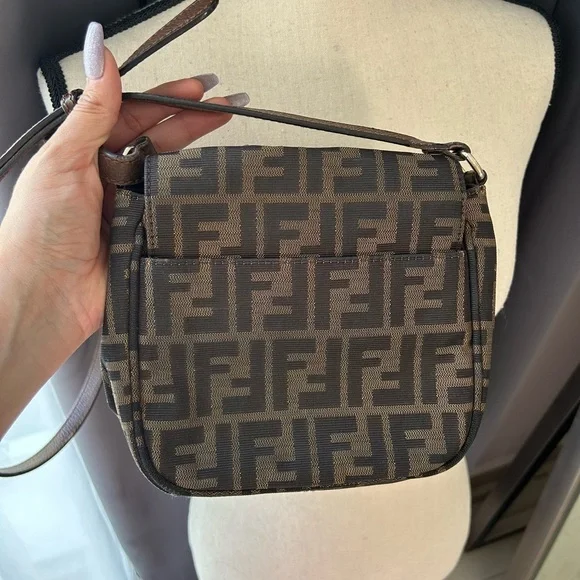 Fendi small zucca canvas artic crossbody brown fabric - Picture 8 of 12